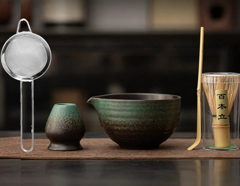 1/4/5PCS New Bamboo Ceramic Japanese Matcha Tea Set Reusable Food Grade Matcha Stirring Brush Safe Green Tea Whisk