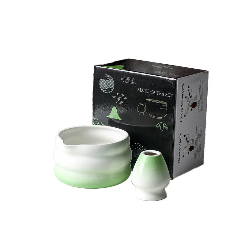 2 Pieces Traditional Japanese Matcha Bowl and Whisk Holder Tea Bowl with Pouring Spout for Office Table Tea Ceremony Party Gift
