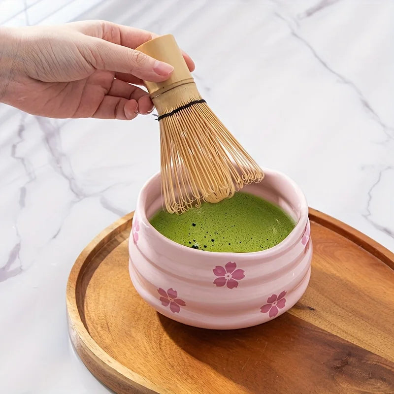 Pink Ceramic Matcha Bowl - Sakura/Heart Design, Artistic Japanese Style Tea Ceremony and Salad Bowl