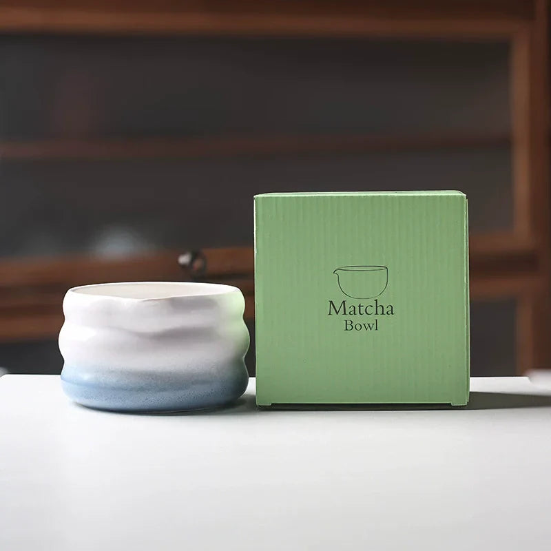 2 Pieces Traditional Japanese Matcha Bowl and Whisk Holder Tea Bowl with Pouring Spout for Office Table Tea Ceremony Party Gift