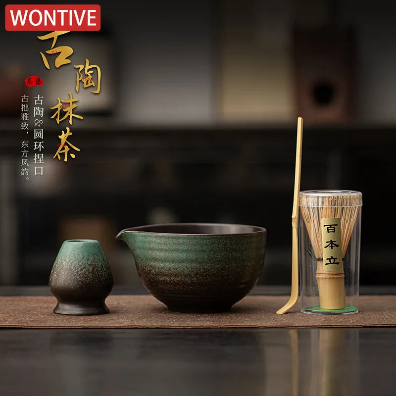 1/4/5PCS New Bamboo Ceramic Japanese Matcha Tea Set Reusable Food Grade Matcha Stirring Brush Safe Green Tea Whisk