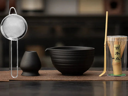 1/4/5PCS New Bamboo Ceramic Japanese Matcha Tea Set Reusable Food Grade Matcha Stirring Brush Safe Green Tea Whisk