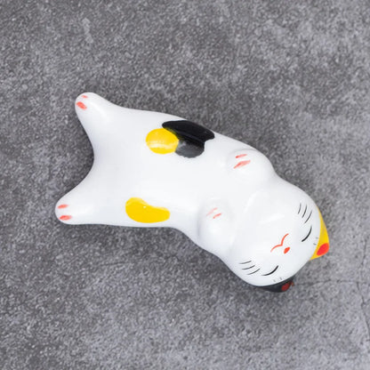 1-5PCS Cute Lucky Cat Chopsticks Holder Japanese Ceramic Chopstick Ceramic Home Decoration Spoon Holder Tableware Food Sushi