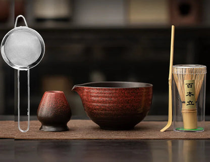 1/4/5PCS New Bamboo Ceramic Japanese Matcha Tea Set Reusable Food Grade Matcha Stirring Brush Safe Green Tea Whisk