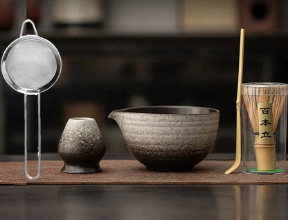 1/4/5PCS New Bamboo Ceramic Japanese Matcha Tea Set Reusable Food Grade Matcha Stirring Brush Safe Green Tea Whisk